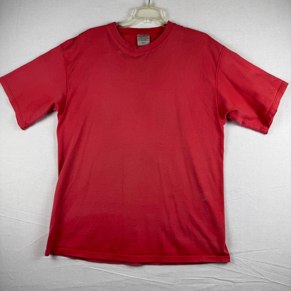 Vintage Pluma Heavyweight Cotton T Shirt Mens Large Red Made in USA Blank Tee